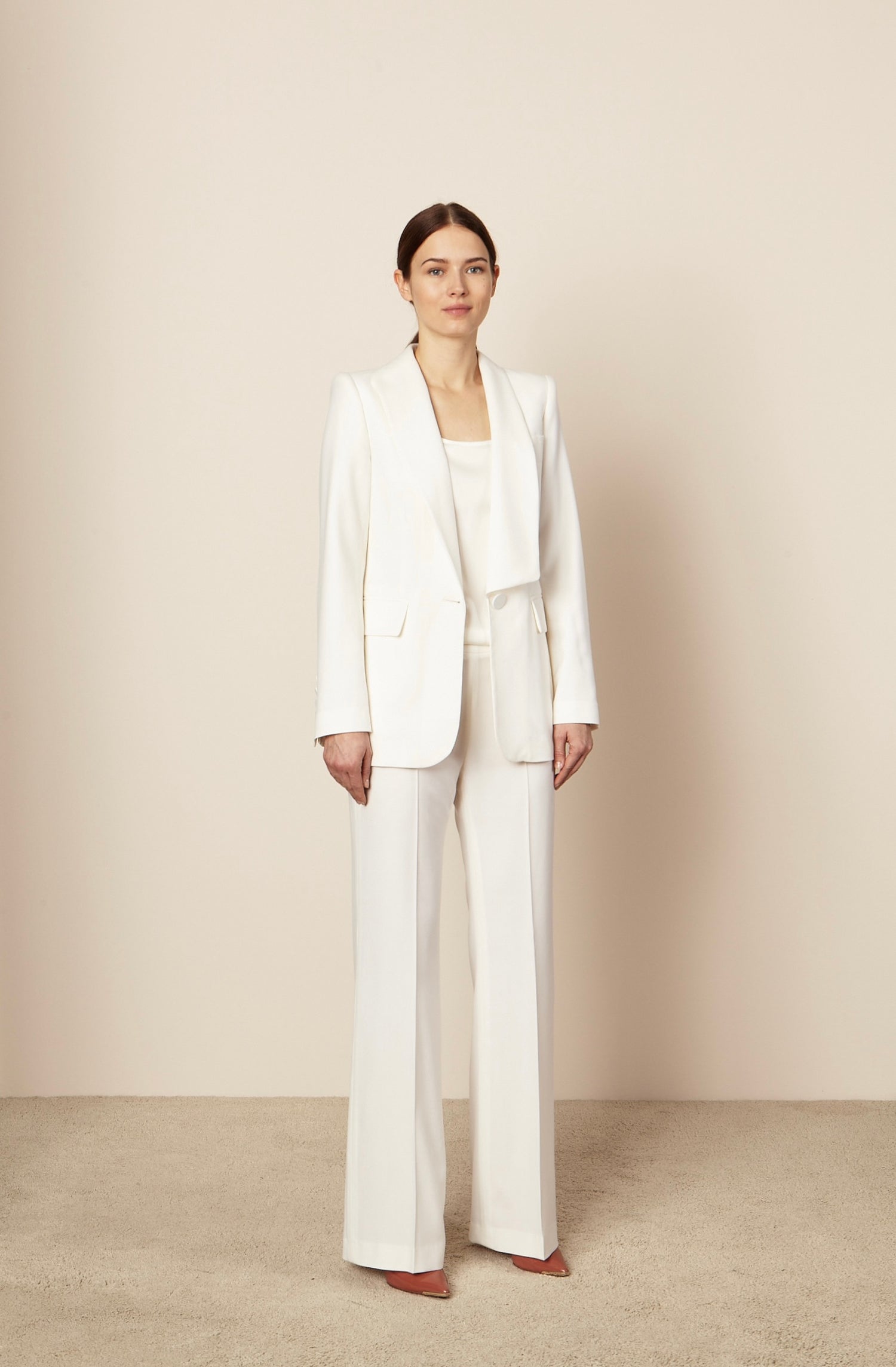 Fließende Anzug-Hose | Weiß | schlanke Passform